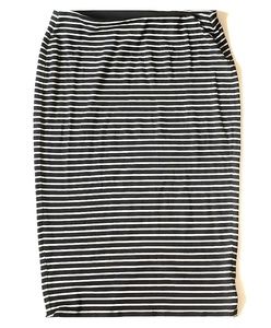 Old Navy Horizontal Stripe Black/White Midi Skirt
